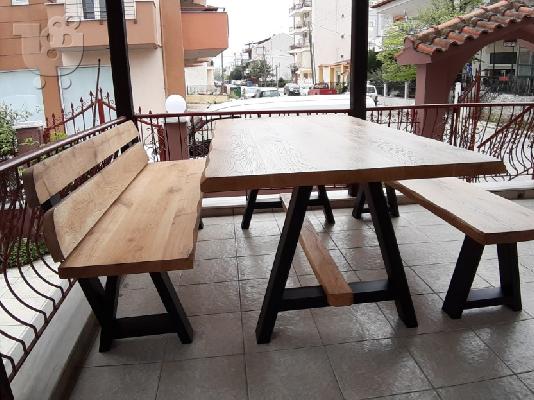 τραπεζαρίες από μασίφ ξύλο και μέταλλο μοναστηριακού τύπου...